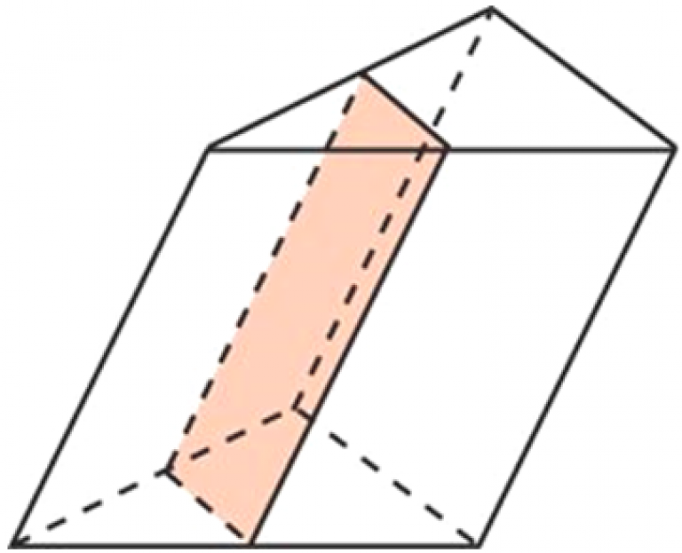 Треугольную призму приклеили к. Отсеченная треугольная Призма. Треугольная Призма Отсеченная Призма. Средняя линия треугольной Призмы. Средняя линия основания треугольной Призмы.